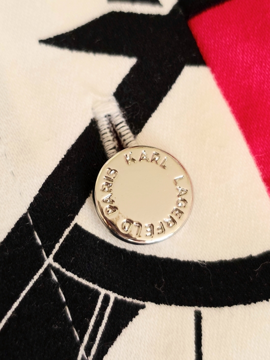 NWT Karl Lagerfeld Paris Logo Printed Shirt Dress Black White Coral Pink - US 2 - Picture 5 of 12